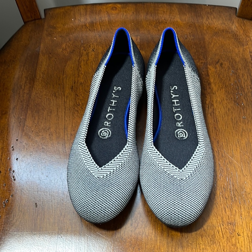 Rothy’s retired The Flat Sz 6.5 Black Birdseye